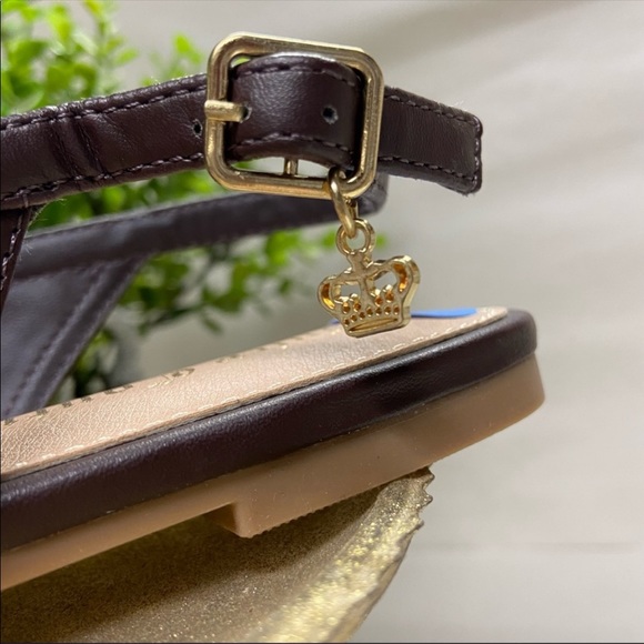 NWT Juicy Couture ballet sling-backs, brown, w/ signature fabric and gol… - Picture 9 of 11